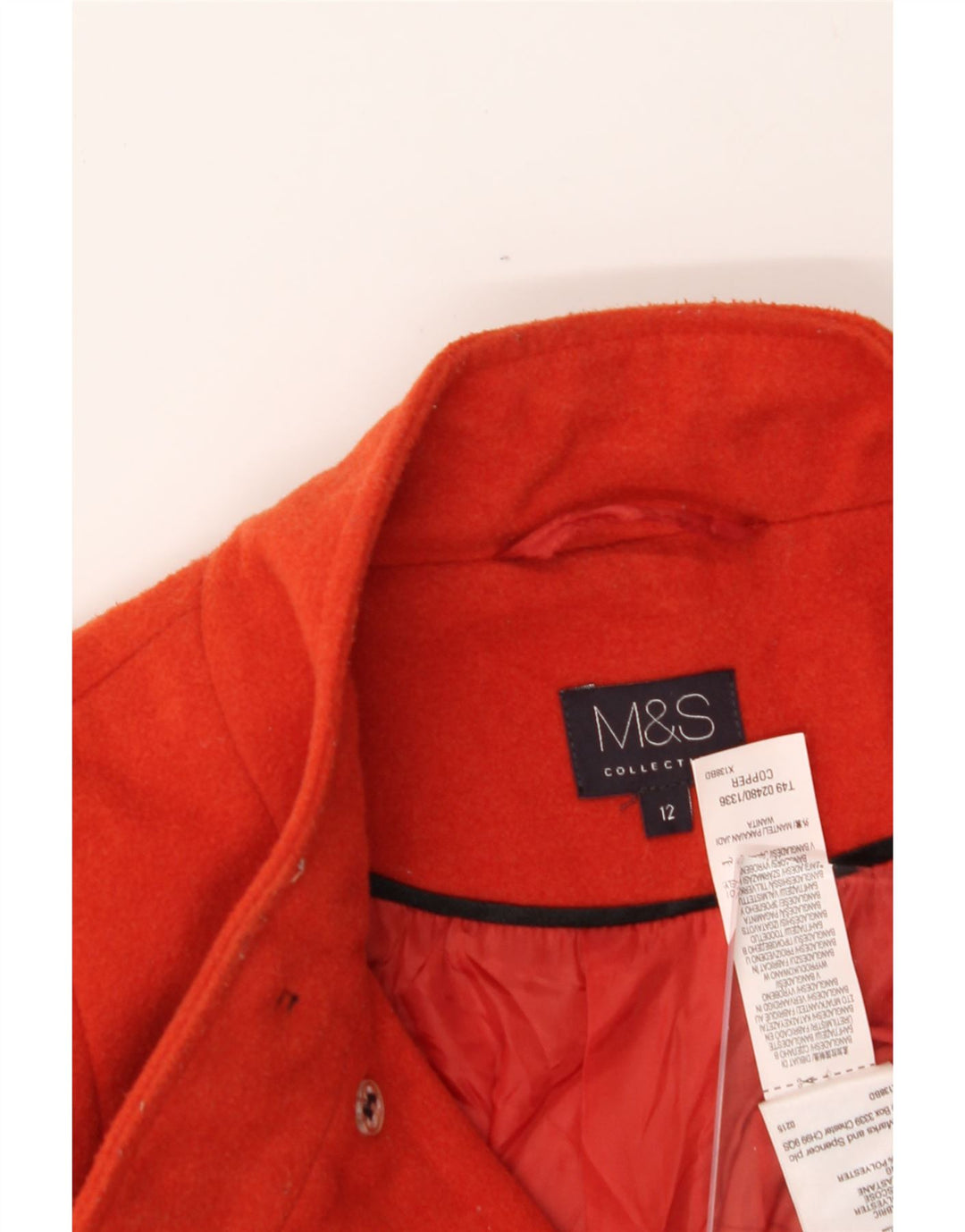 MARKS & SPENCER Womens Overcoat UK 12 Medium  Orange Polyester Vintage Marks & Spencer and Second-Hand Marks & Spencer from Messina Hembry 