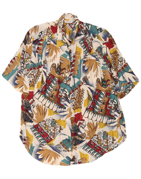 Camicia hawaiana oversize da donna vintage UK 16 grande retrò multicolore