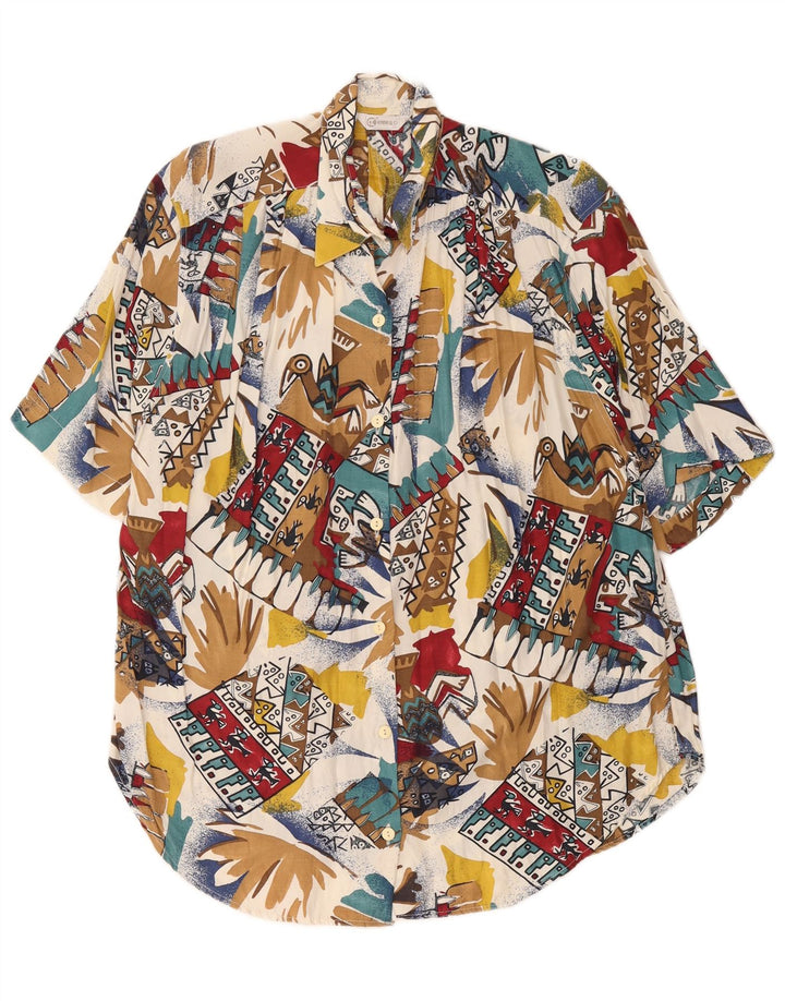 Camicia hawaiana oversize da donna vintage UK 16 grande retrò multicolore