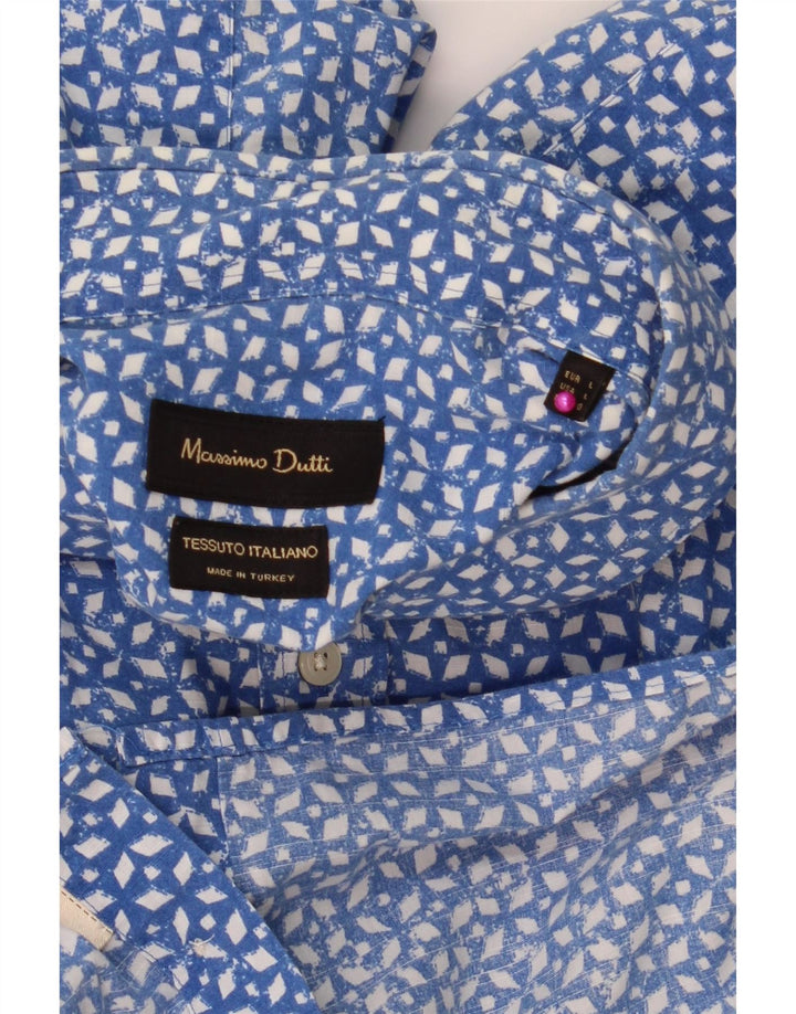 MASSIMO DUTTI Camicia da uomo grande blu maculata
