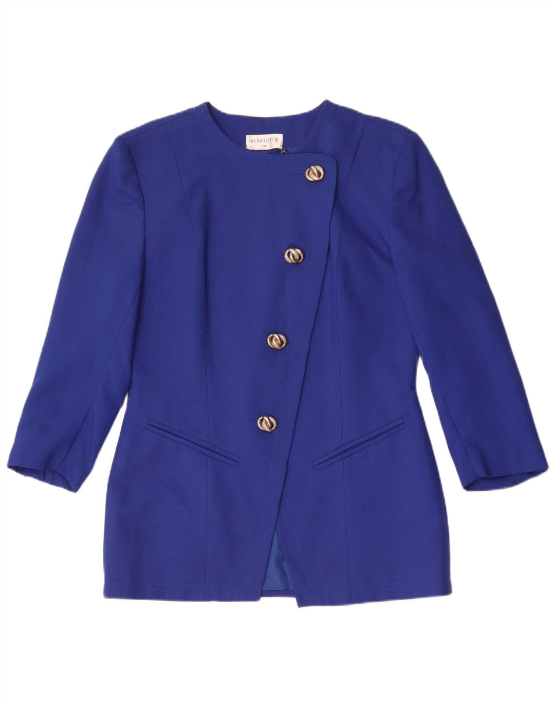 Set gonna da donna in 2 pezzi a 4 bottoni Berkertex UK 14 grande poliestere blu