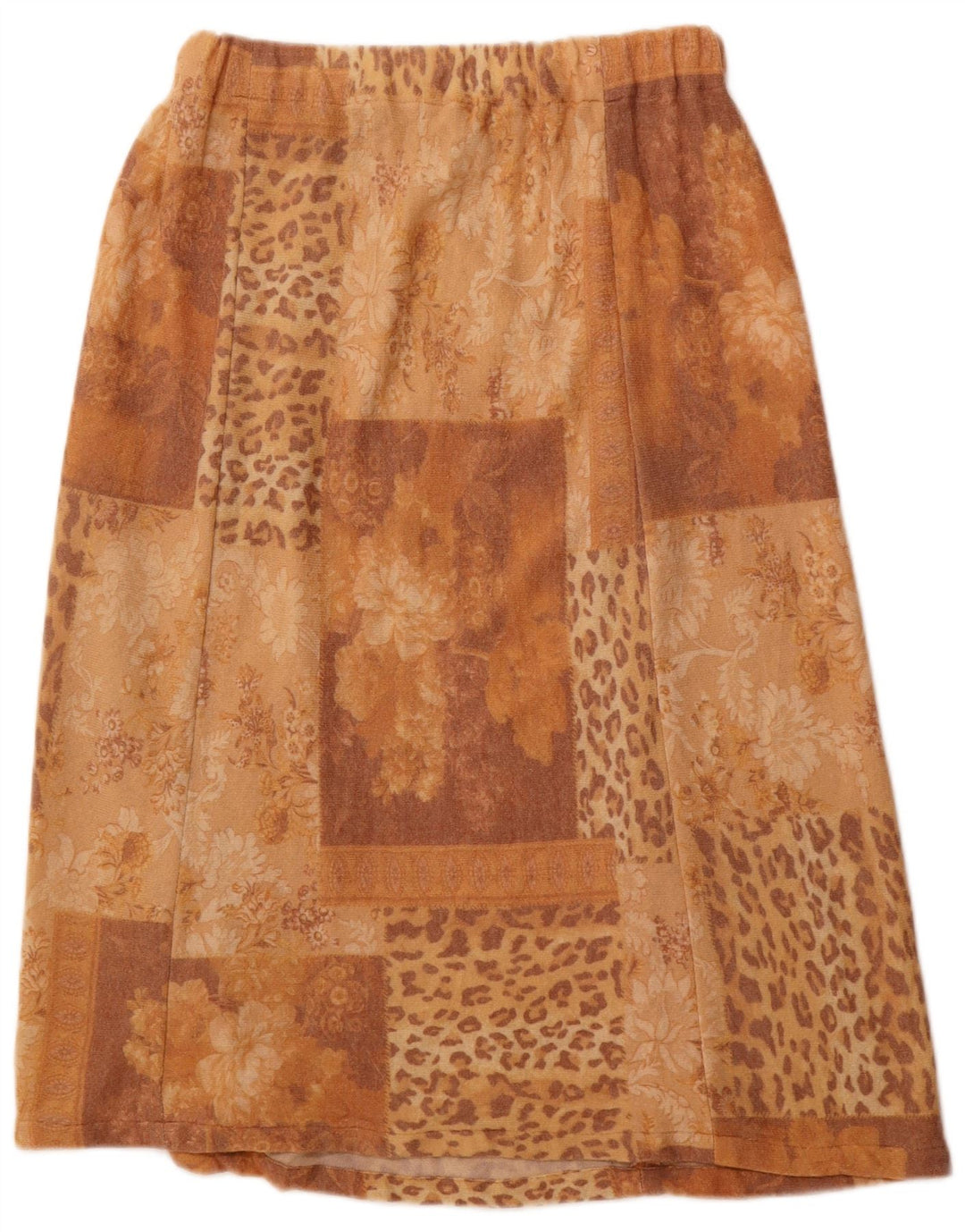 Gonna a trapezio da donna vintage W30 patchwork marrone medio