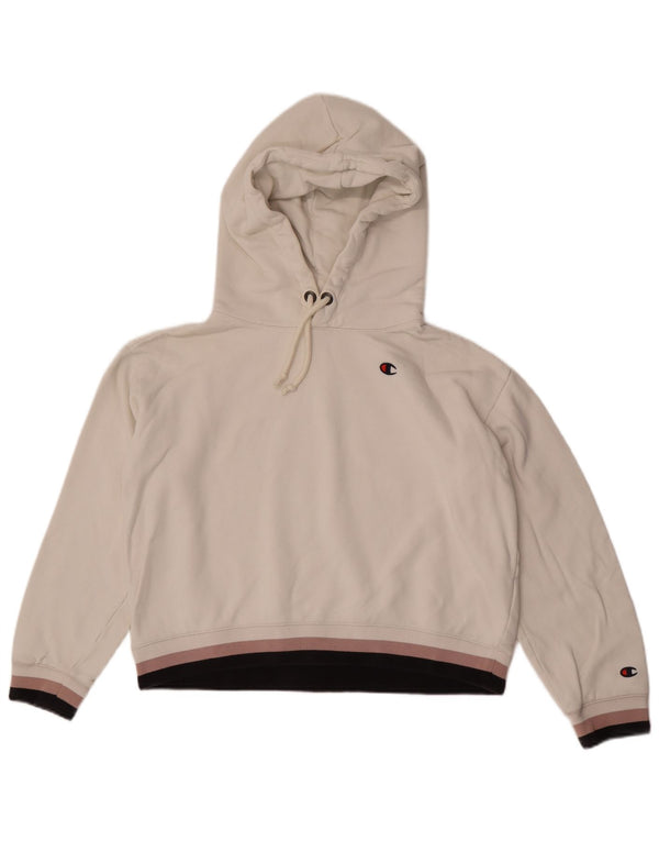 Maglione corto con cappuccio da donna Champion UK 14 cotone bianco medio