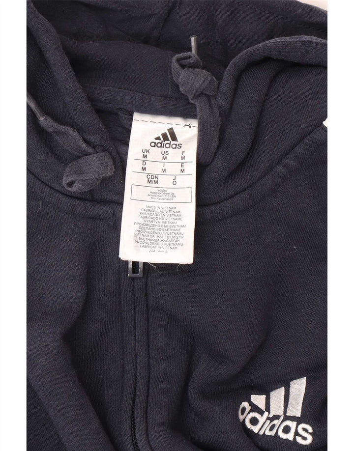 Maglione con cappuccio e zip da uomo Adidas in cotone blu navy medio