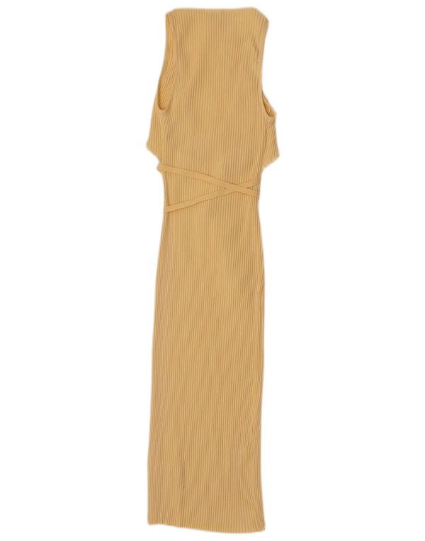 Vestito lungo senza maniche da donna Zara UK 8 piccolo in cotone giallo