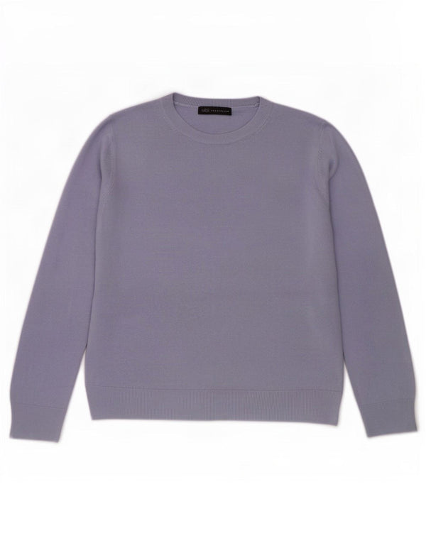 Maglione maglione girocollo da donna Marks & Spencer UK 14 grande acrilico viola