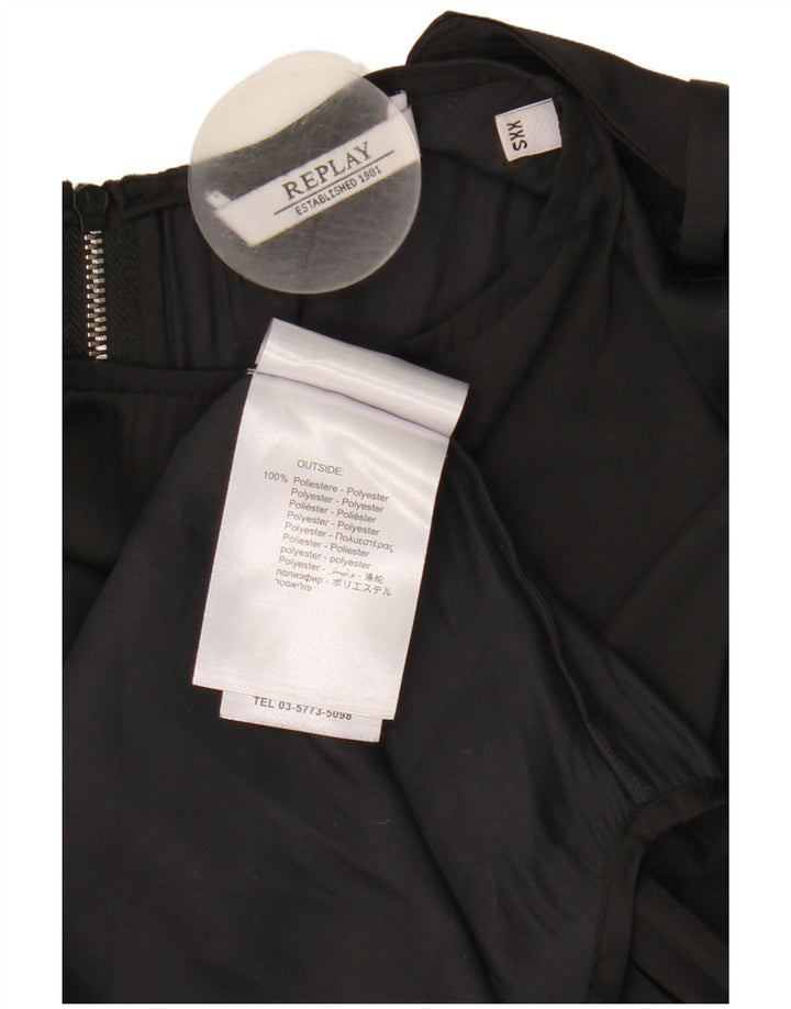 Replay Camicetta oversize a maniche lunghe da donna Top UK 2 2XS Poliestere nero