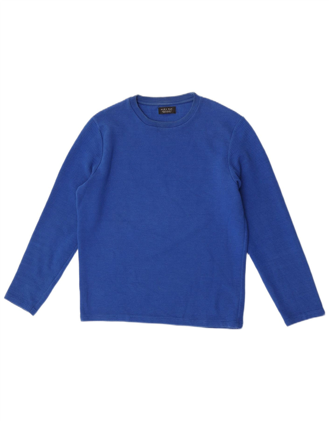 Top Zara da uomo a maniche lunghe in cotone blu medio