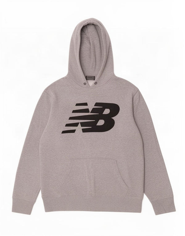 Maglione con cappuccio grafico da uomo New Balance in cotone grigio medio