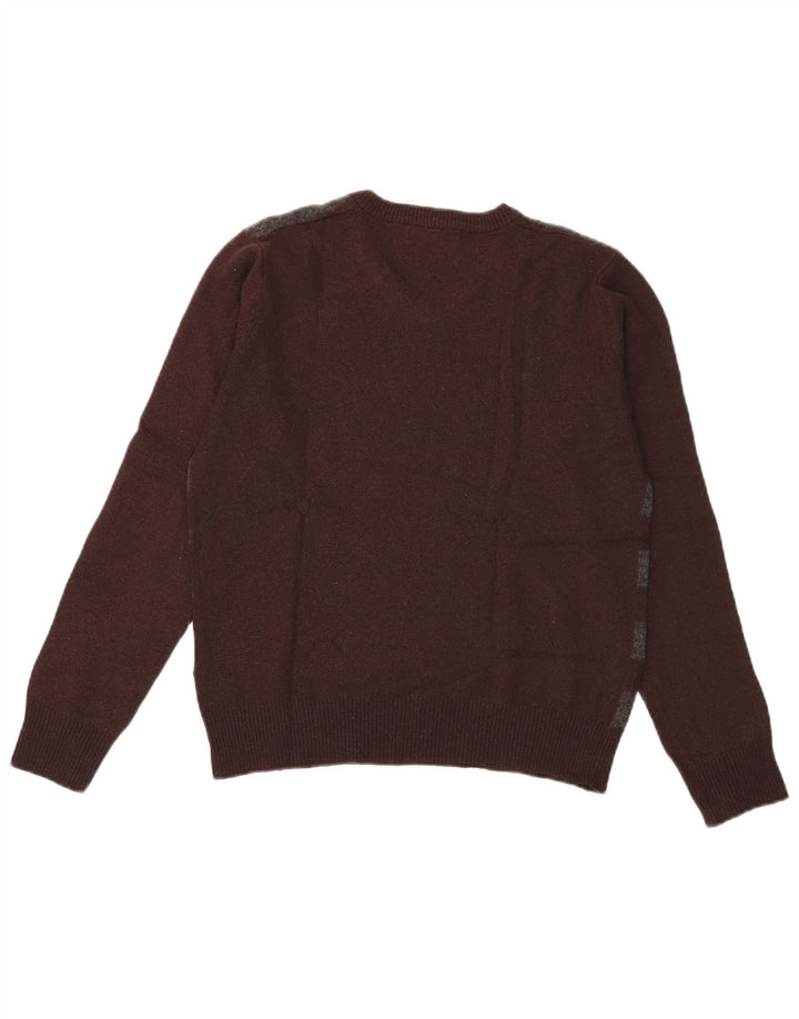 Maglione Zara da uomo con scollo a V in lana a righe marrone medio