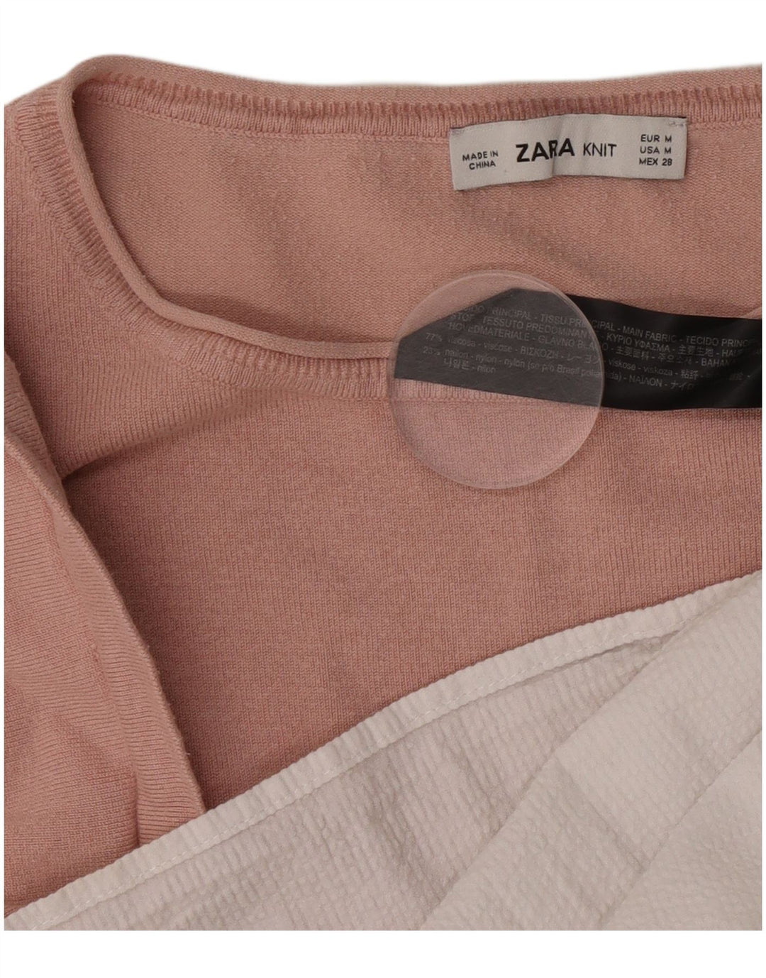 Blusa oversize da donna Zara Top UK 14 Viscosa color block rosa medio