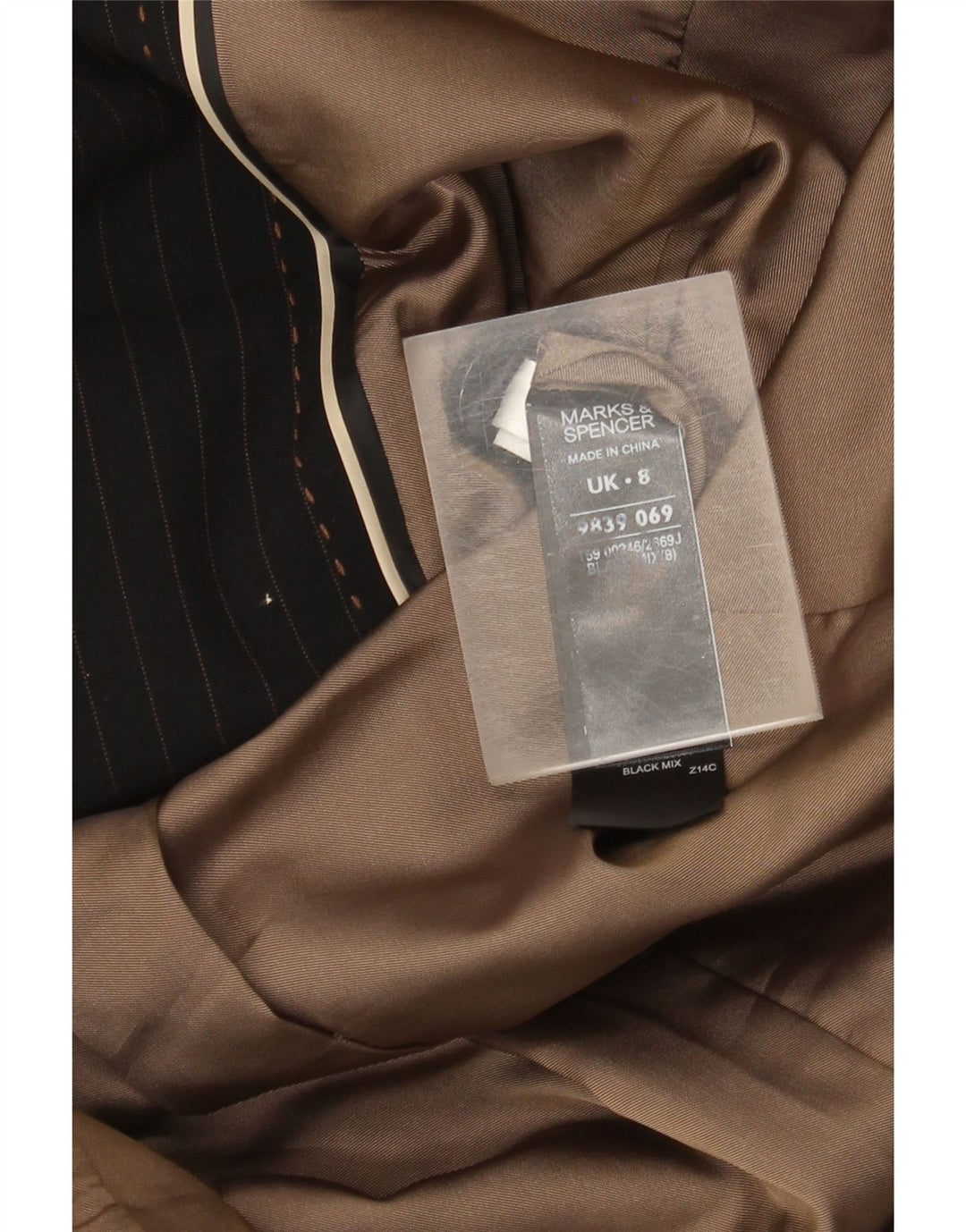 Giacca blazer a 2 bottoni Marks & Spencer da donna UK 8 piccolo gessato nero