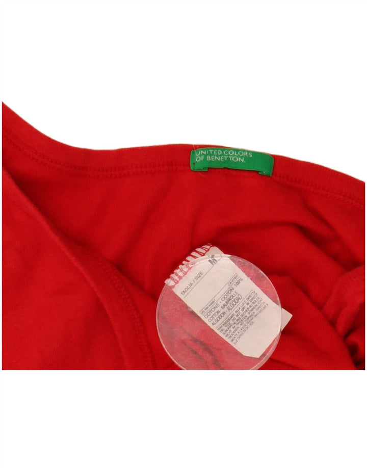 BENETTON Canottiera da donna UK 12 Cotone rosso medio