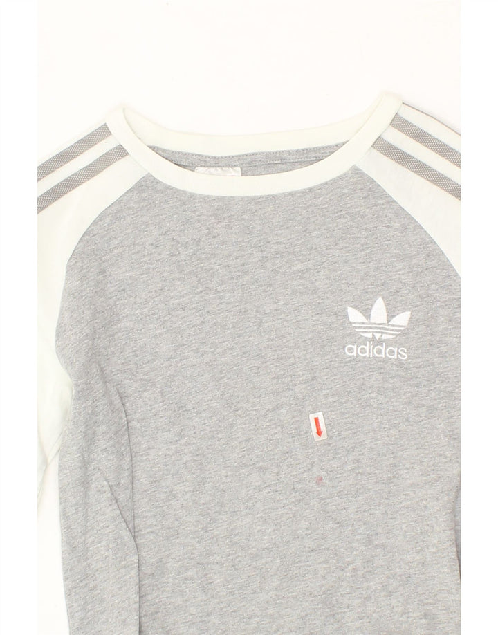 ADIDAS Boys Top Long Sleeve 9-10 Years Small  Grey Colourblock Cotton Vintage Adidas and Second-Hand Adidas from Messina Hembry 