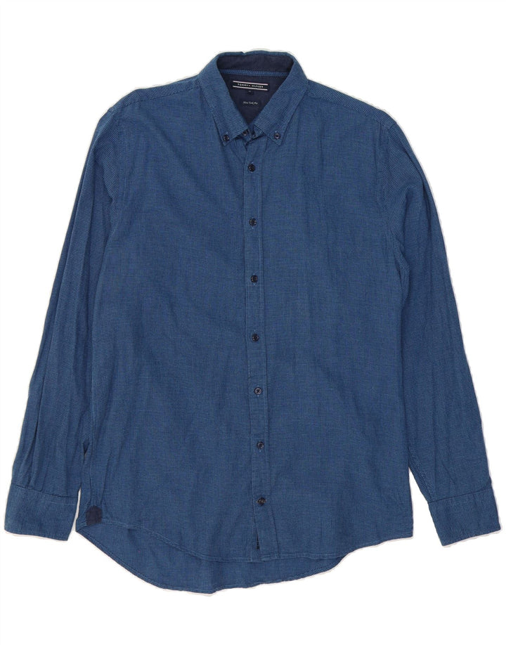 TOMMY HILFIGER Mens New York Fit Flannel Shirt Medium Navy Blue Vintage Tommy Hilfiger and Second-Hand Tommy Hilfiger from Messina Hembry 