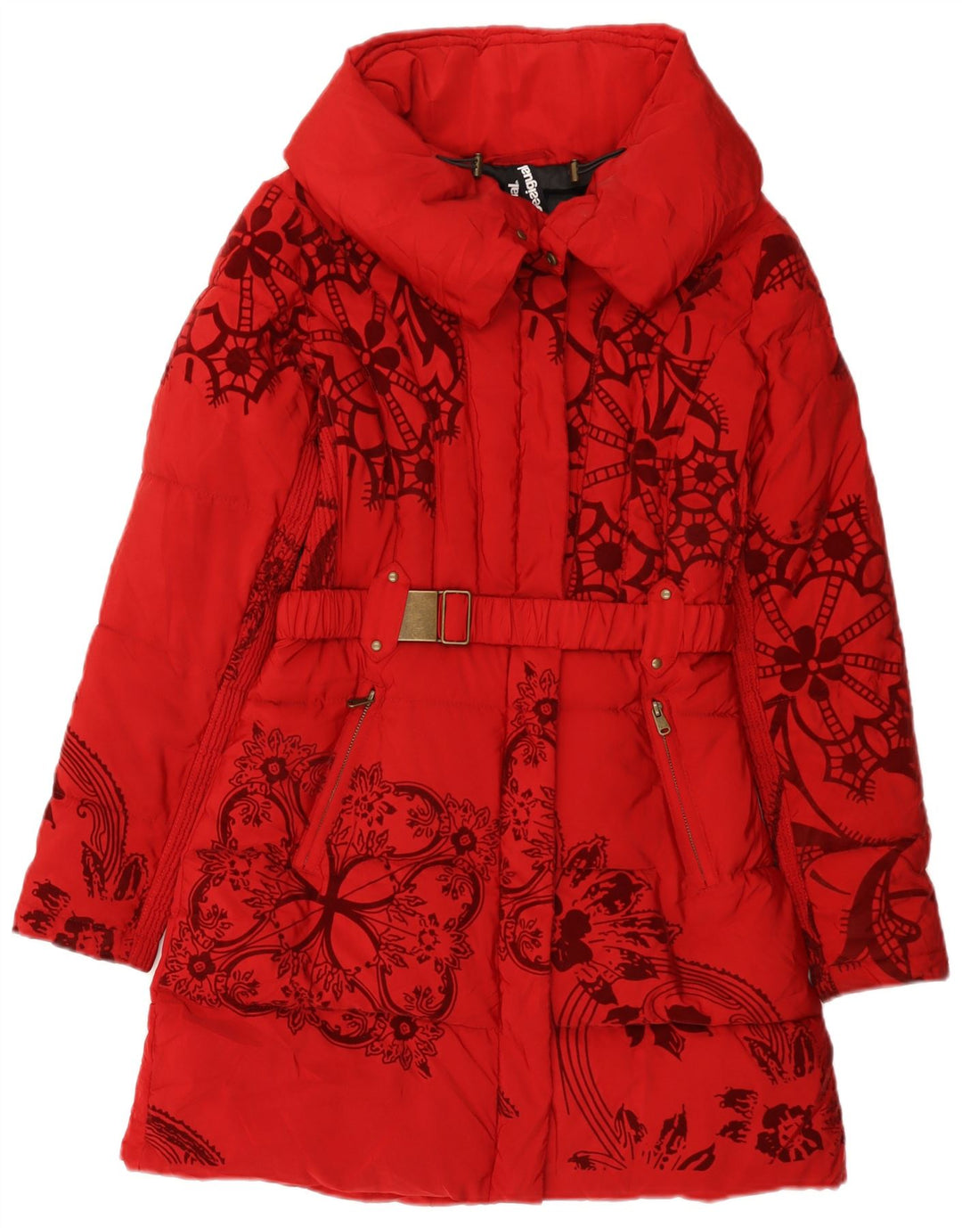 Cappotto imbottito da donna Desigual EU 36 piccolo poliestere floreale rosso