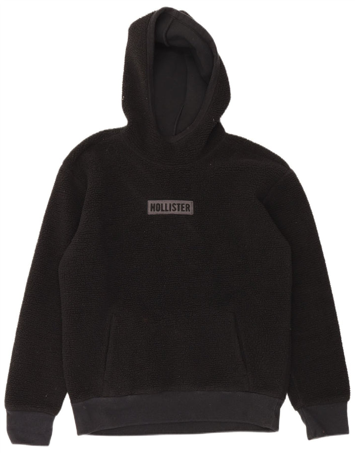 HOLLISTER Mens Hooded Fleece Jumper Medium Black Polyester