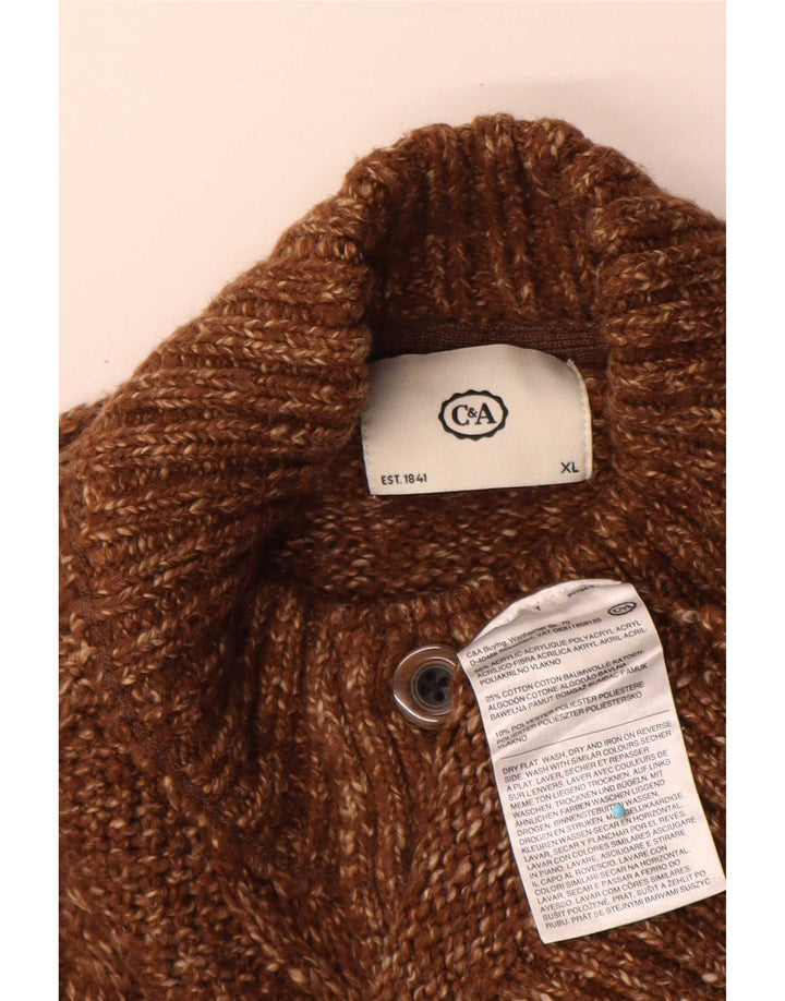 Maglione da uomo C&A con collo a bottoni XL Acrilico screziato marrone