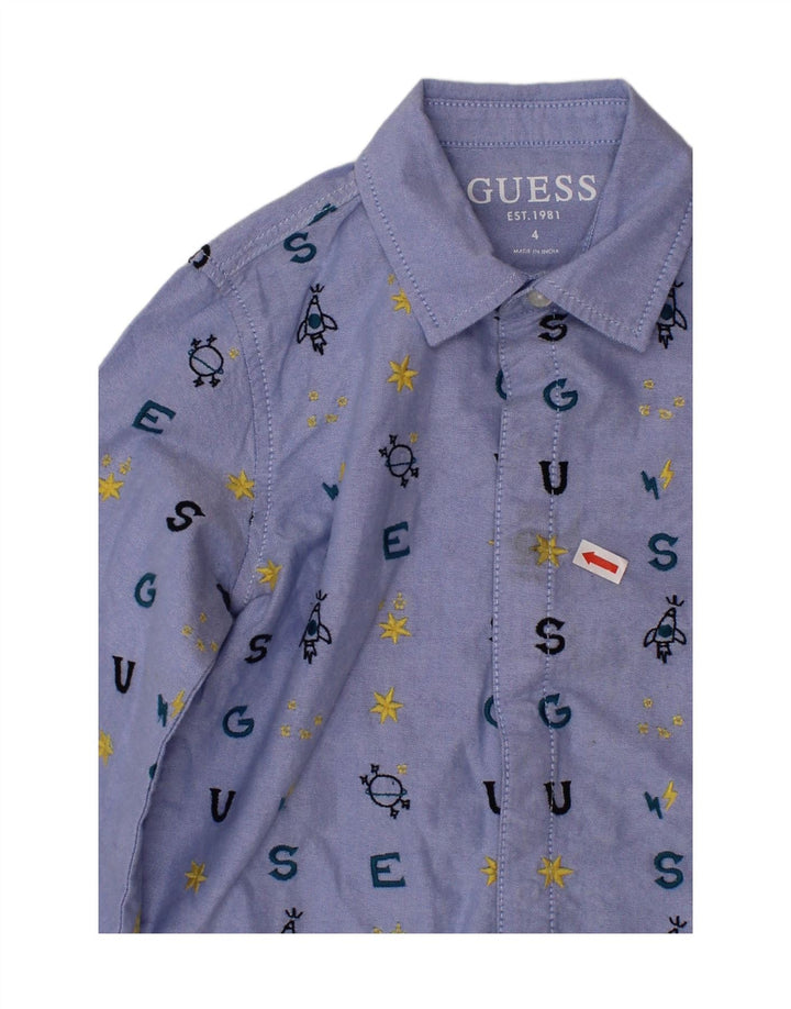 Camicia Grafica GUESS Bambino 3-4 Anni Cotone Blu