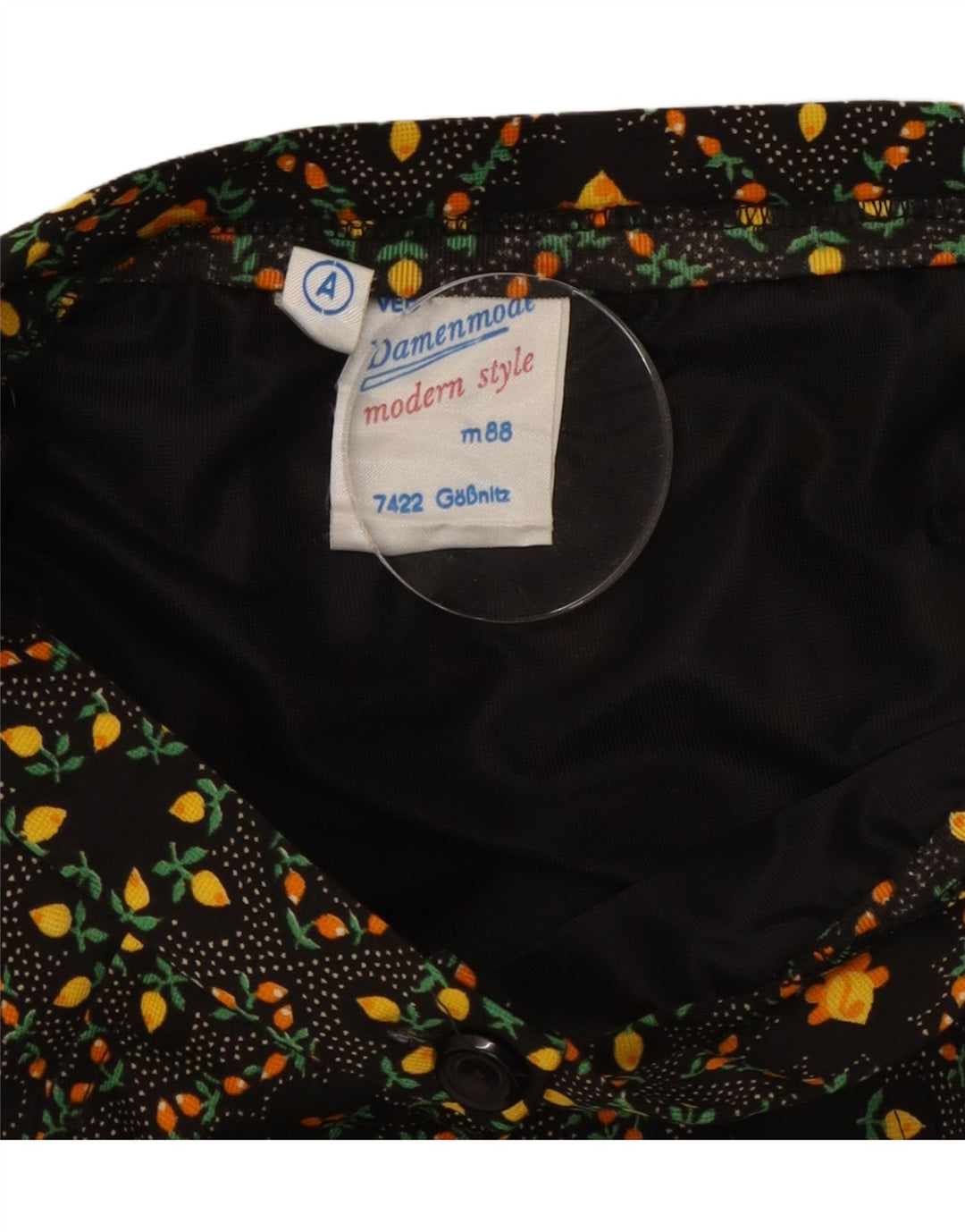 Gonna a trapezio da donna VINTAGE W26 piccola floreale nera