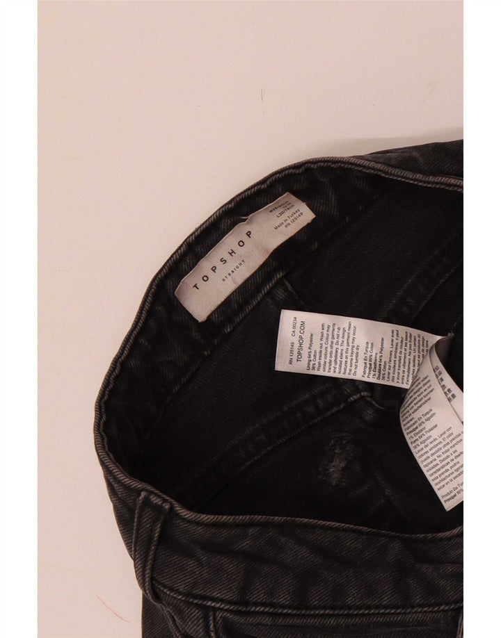 Jeans corti invecchiati da donna Topshop W25 L24 poliestere grigio