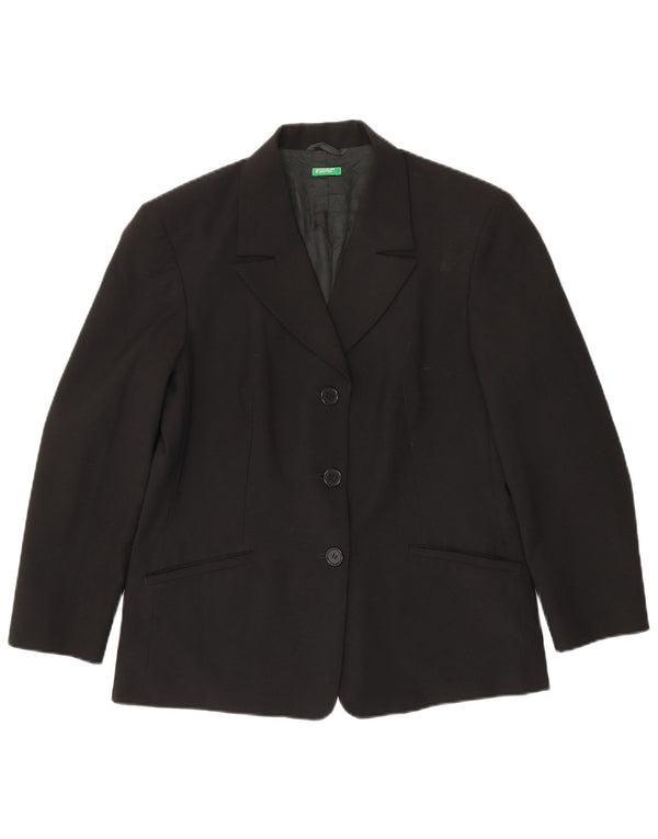 Giacca Blazer a 3 Bottoni da Donna Benetton IT 46 Large Nero Poliestere