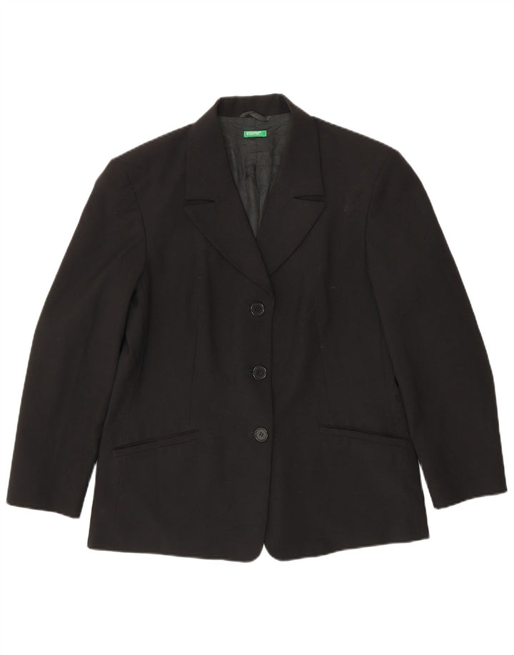 Giacca Blazer a 3 Bottoni da Donna Benetton IT 46 Large Nero Poliestere