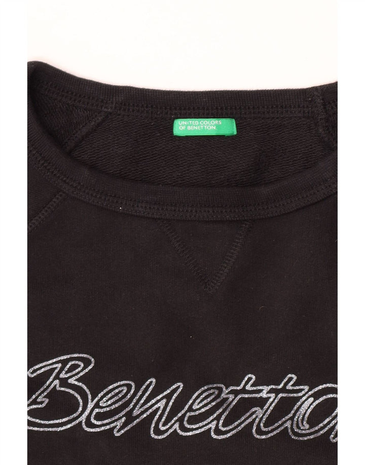 Felpa con grafica corta da donna Benetton UK 14 media nera