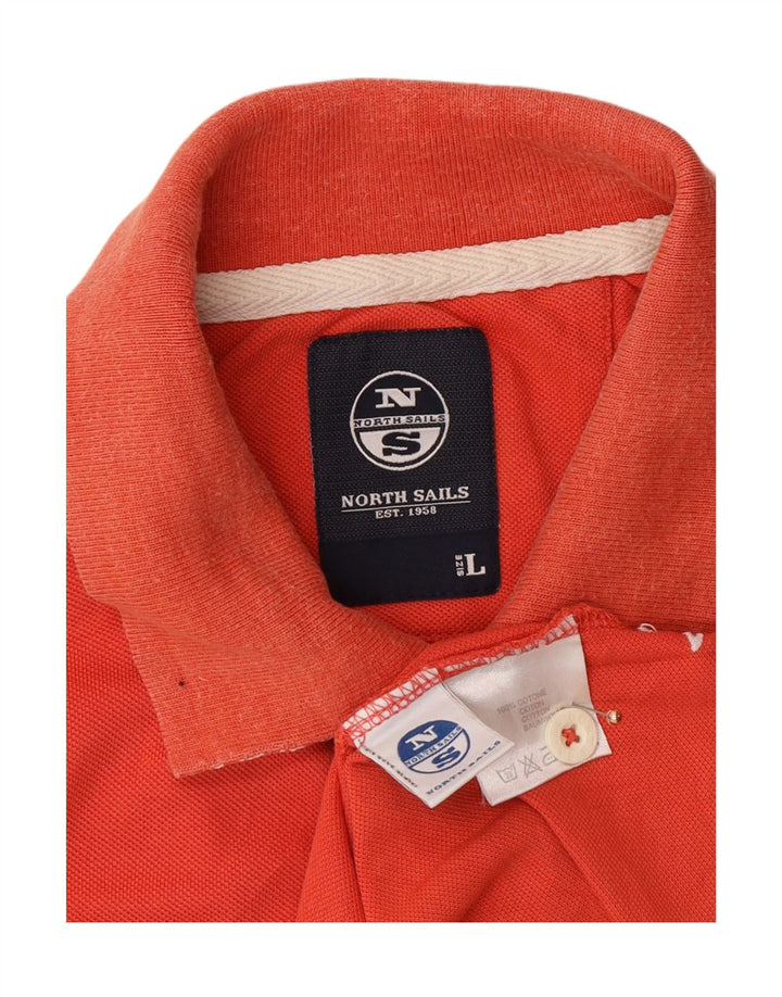 Polo grafica da uomo North Sails grande in cotone arancione