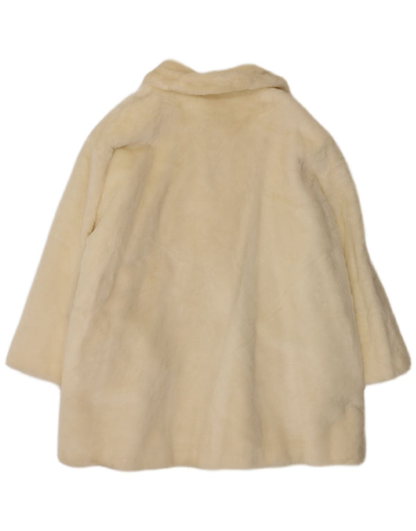 Cappotto vintage da donna in pelliccia sintetica UK 18 XL bianco sporco