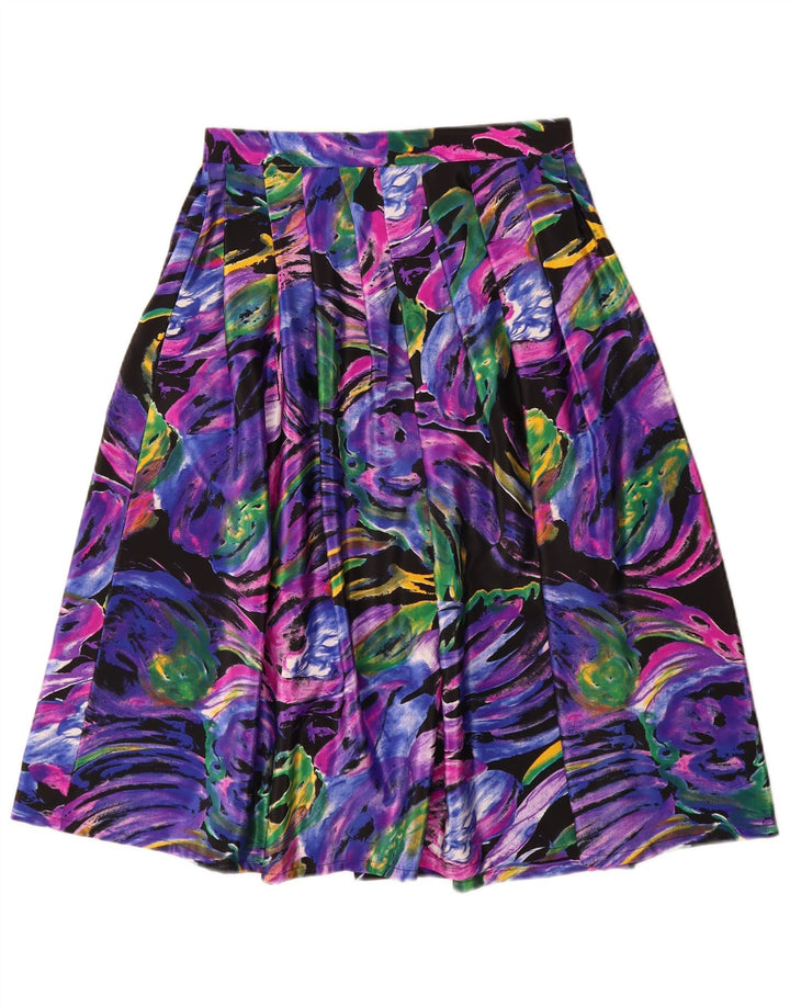 Gonna a pieghe vintage da donna W26 piccolo motivo floreale multicolore