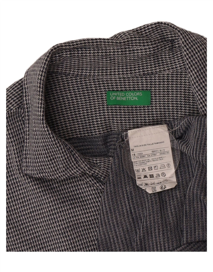 Camicia Uomo Benetton Cotone Pied De Poule Grigio Medio