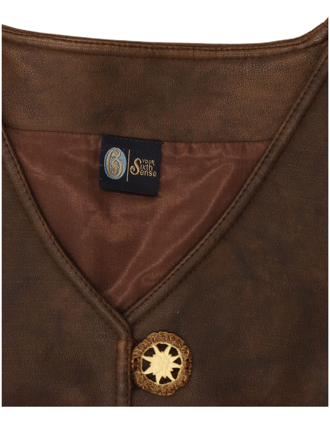 IL TUO SESTO SENSO Gilet in pelle da donna UK 18 XL Marrone