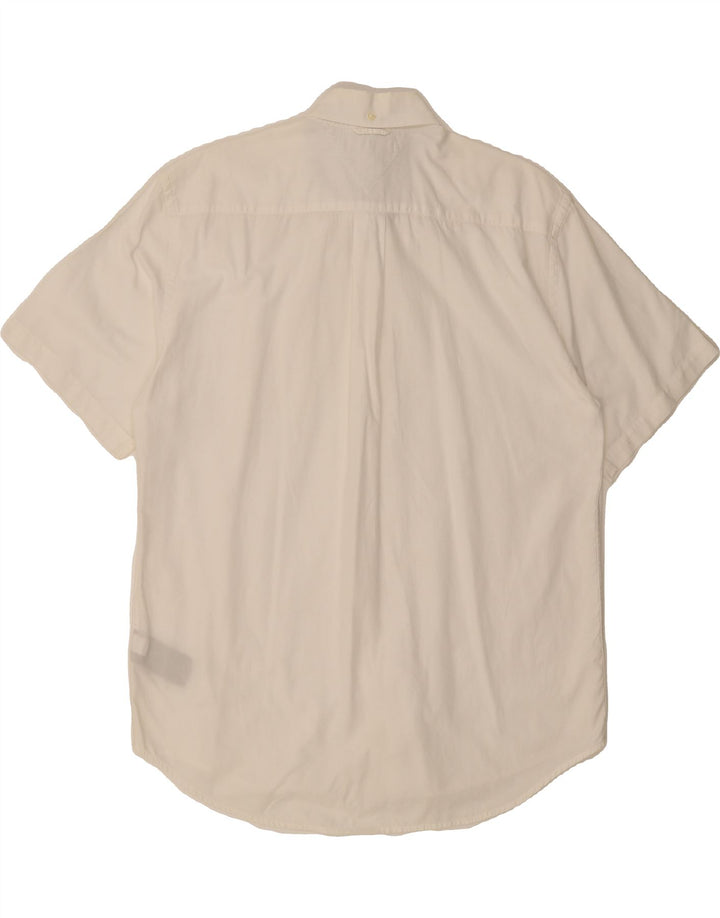 TOMMY HILFIGER Mens Short Sleeve Shirt Large White Cotton Vintage Tommy Hilfiger and Second-Hand Tommy Hilfiger from Messina Hembry 
