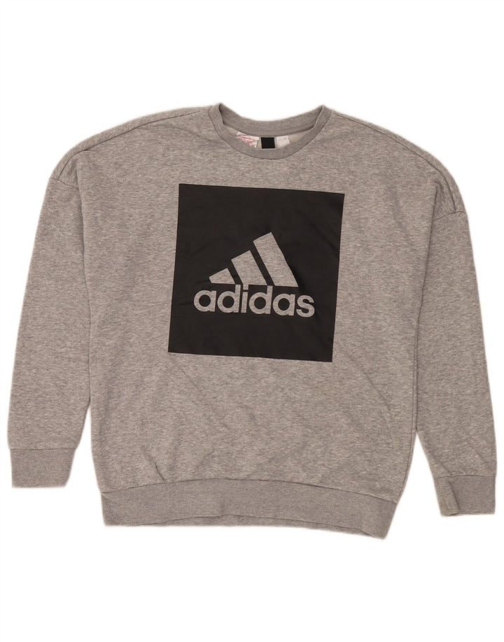 Felpa grafica Adidas da bambino 13-14 anni in cotone grigio