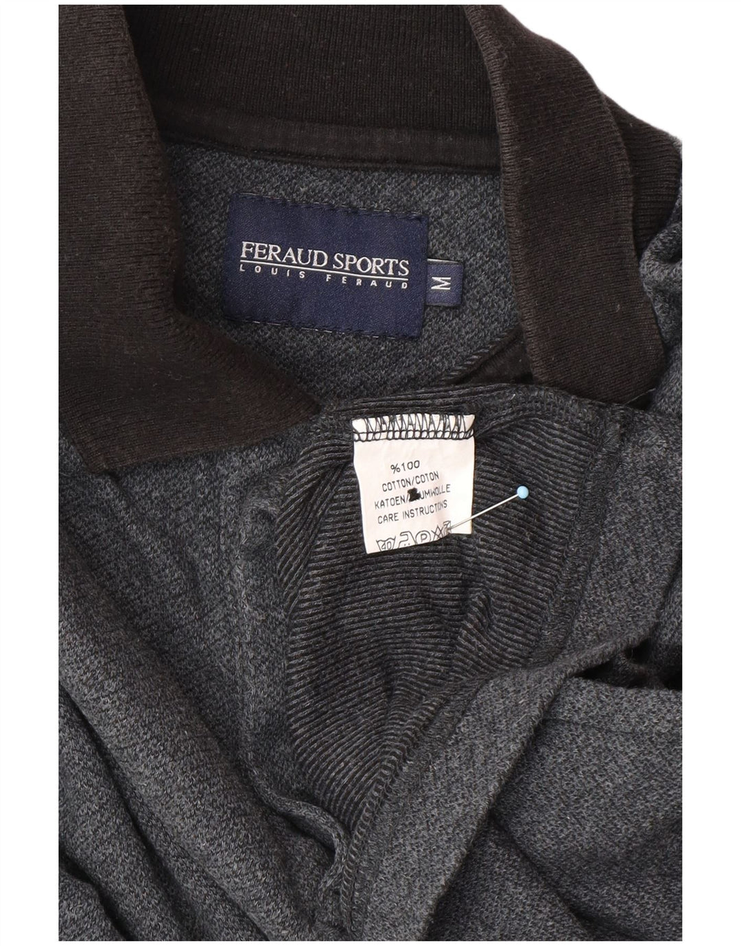 Polo da uomo a maniche lunghe LOUIS FERAUD in cotone grigio medio