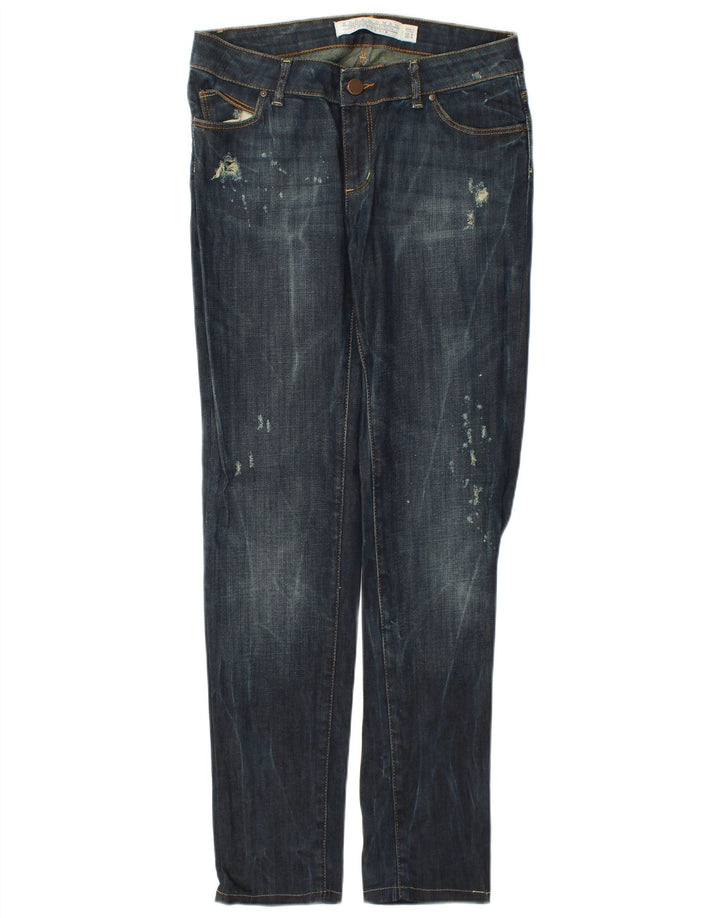 Jeans slim invecchiati da donna Zara EU 40 medio W30 L31 cotone blu navy