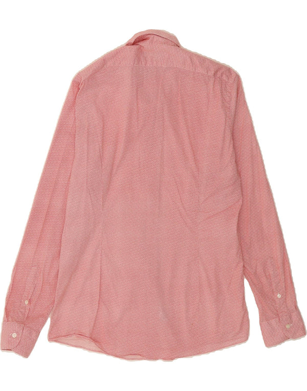 CARLO PIGNATELLI Mens Shirt Size 41 16 Large Pink Geometric