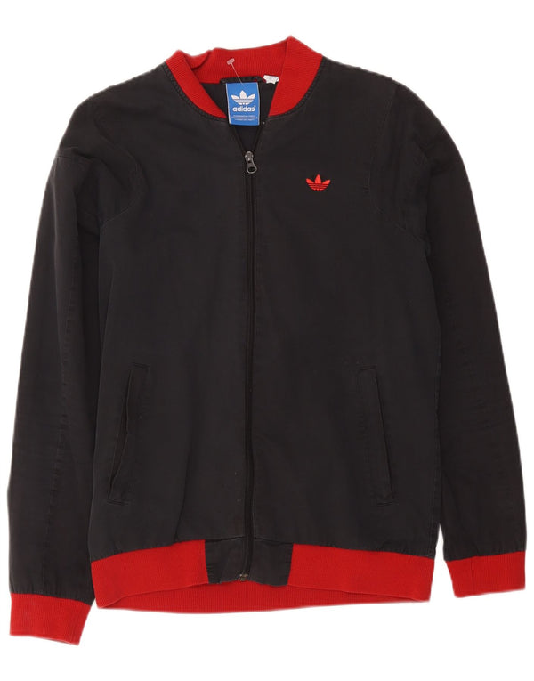 Giacca da ginnastica da uomo Adidas piccola in poliestere color block grigio