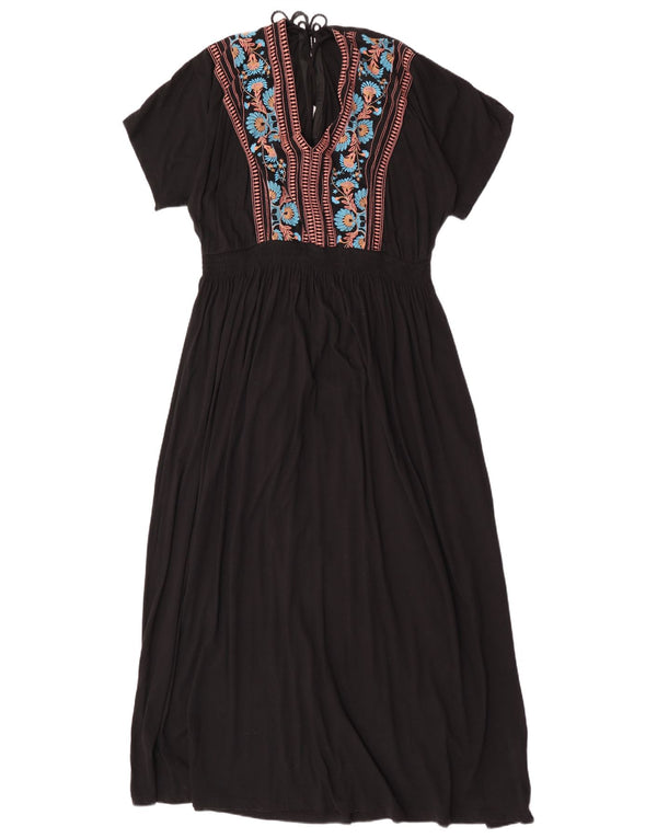 Abito lungo da donna Marks & Spencer UK 20 2XL cotone floreale nero
