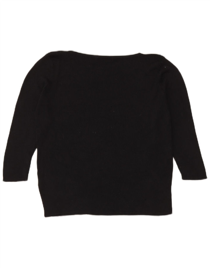 Top da donna Marks & Spencer manica 3/4 UK 18 XL seta nera