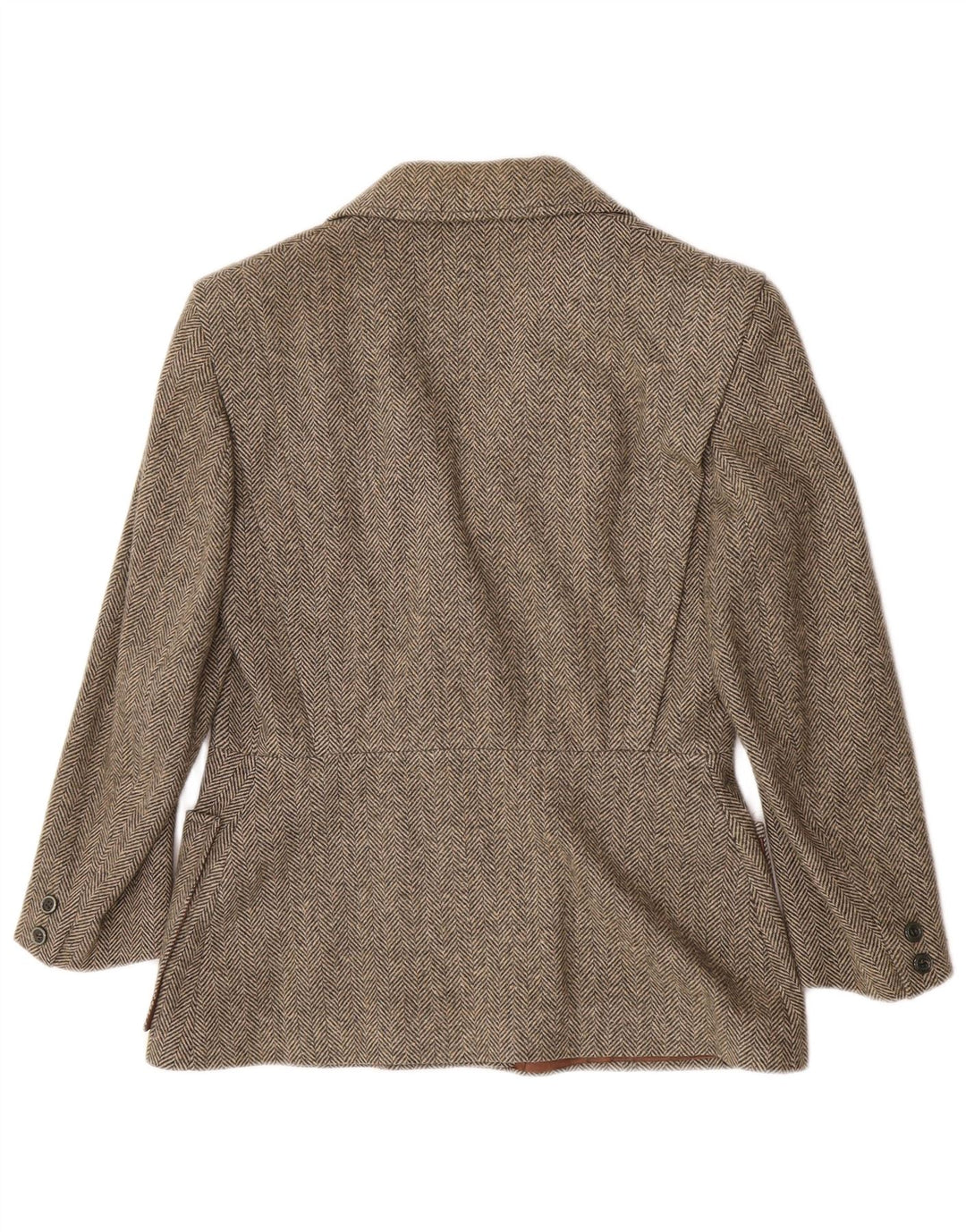 Giacca blazer vintage da donna UK 12 verde medio a spina di pesce classica