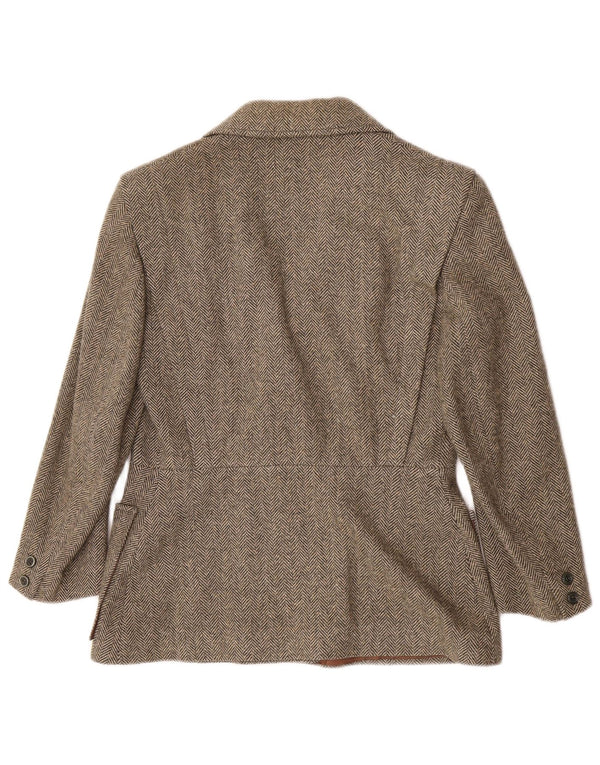 Giacca blazer vintage da donna UK 12 verde medio a spina di pesce classica