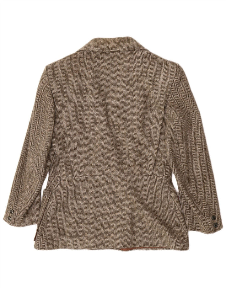 Giacca blazer vintage da donna UK 12 verde medio a spina di pesce classica