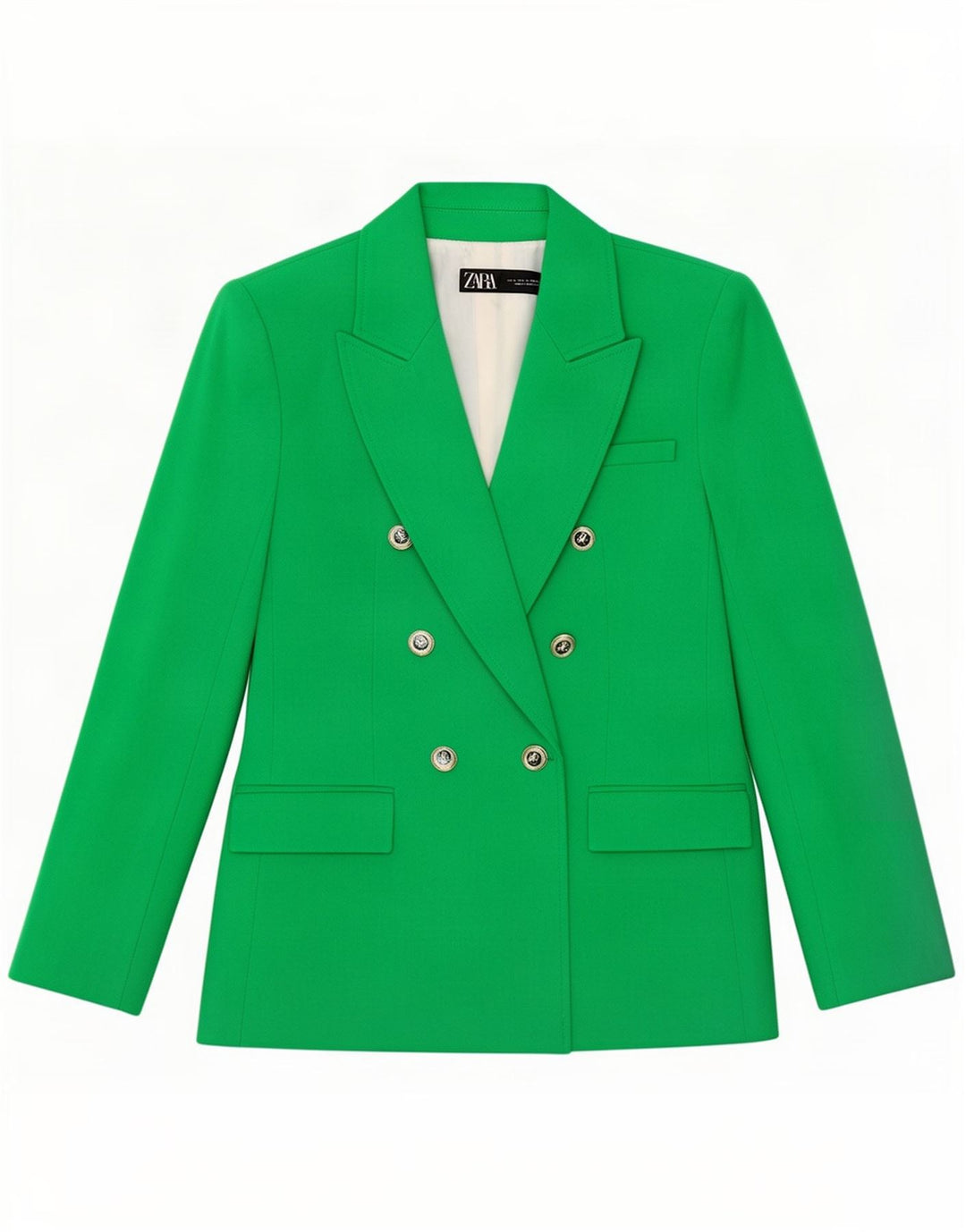 Giacca blazer doppiopetto da donna Zara UK 10 piccola verde poliestere