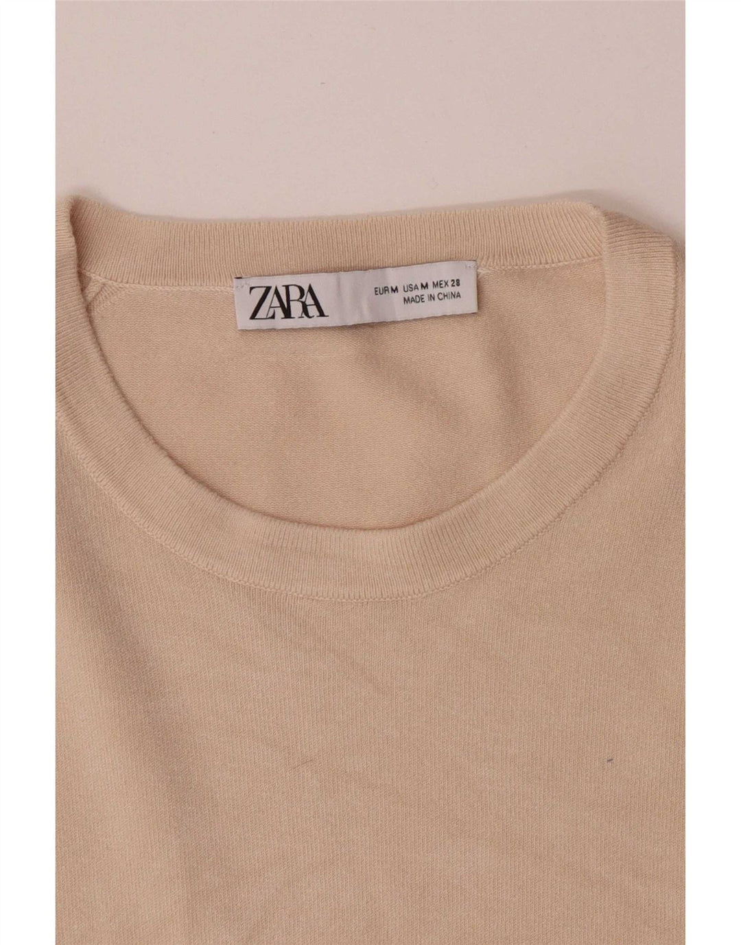 Maglione maglione girocollo da donna Zara UK 12 Viscosa beige medio