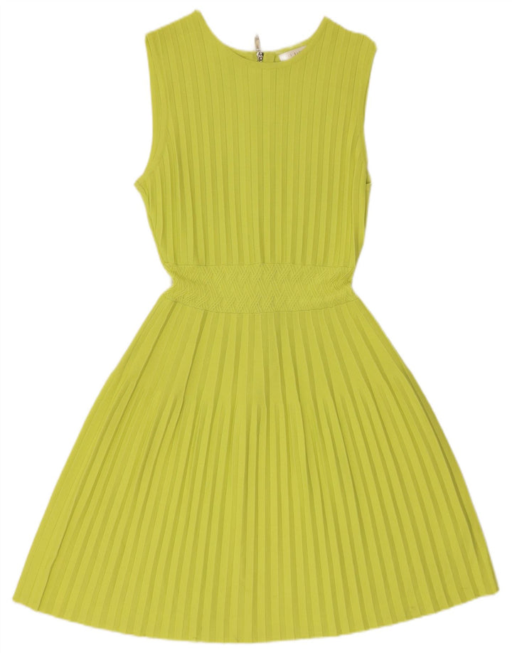 TED BAKER Abito maglione senza maniche da donna taglia 2 piccolo verde viscosa