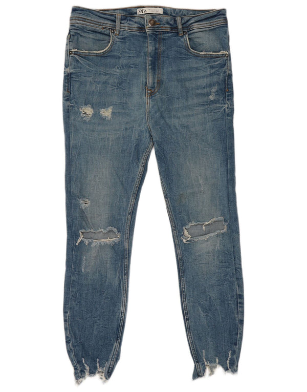 Jeans corti skinny da uomo Zara EU 42 Large W32 L25 cotone blu