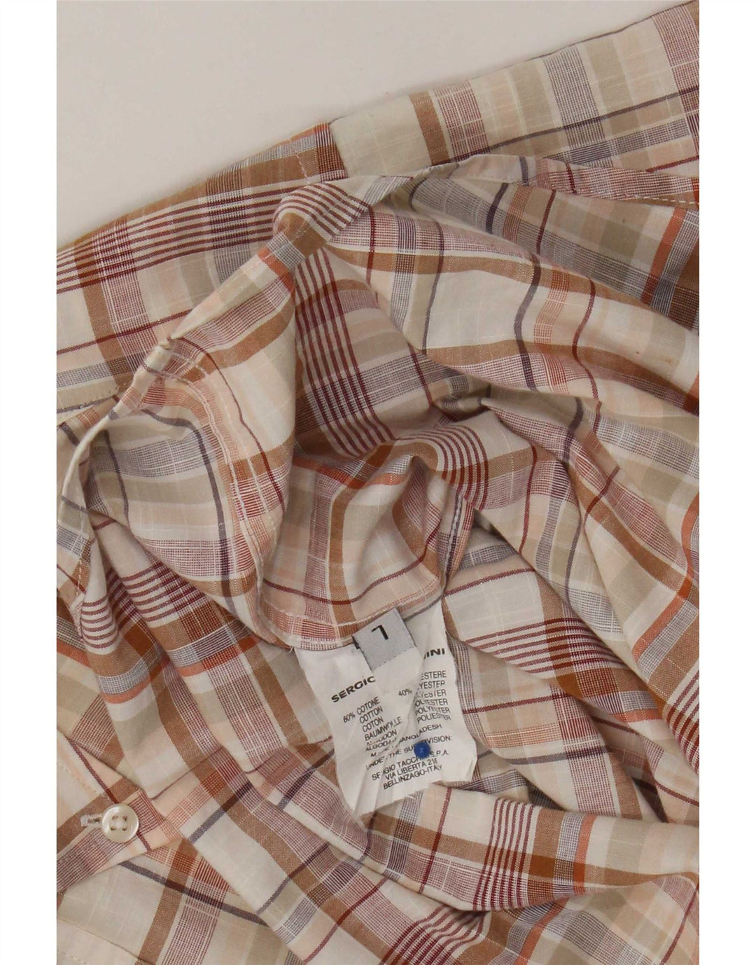 Camicia da uomo a maniche corte Sergio Tacchini in cotone a quadri beige grande