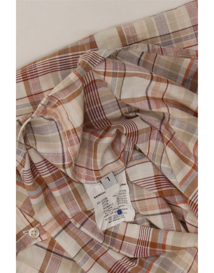 Camicia da uomo a maniche corte Sergio Tacchini in cotone a quadri beige grande